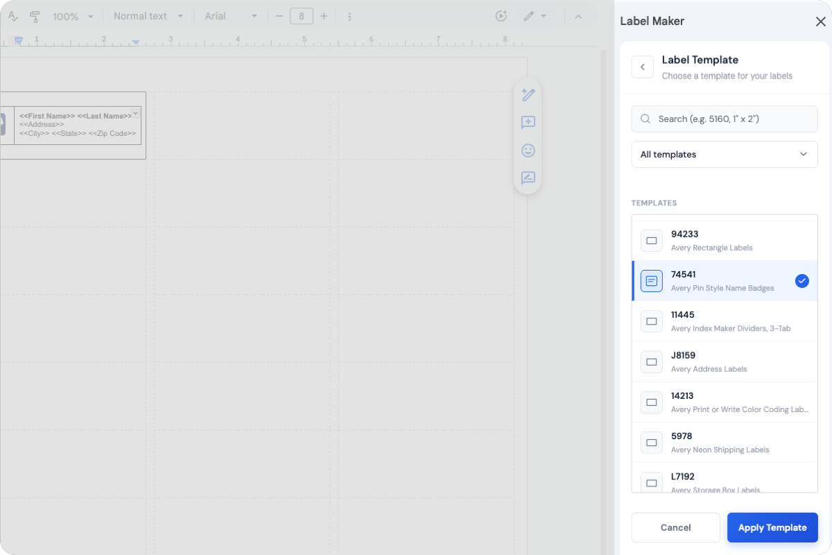Label Maker template library with 5000+ Avery-compatible label templates